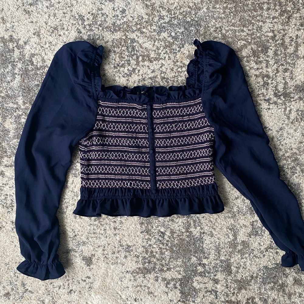 AQUA Smocked Crop Top